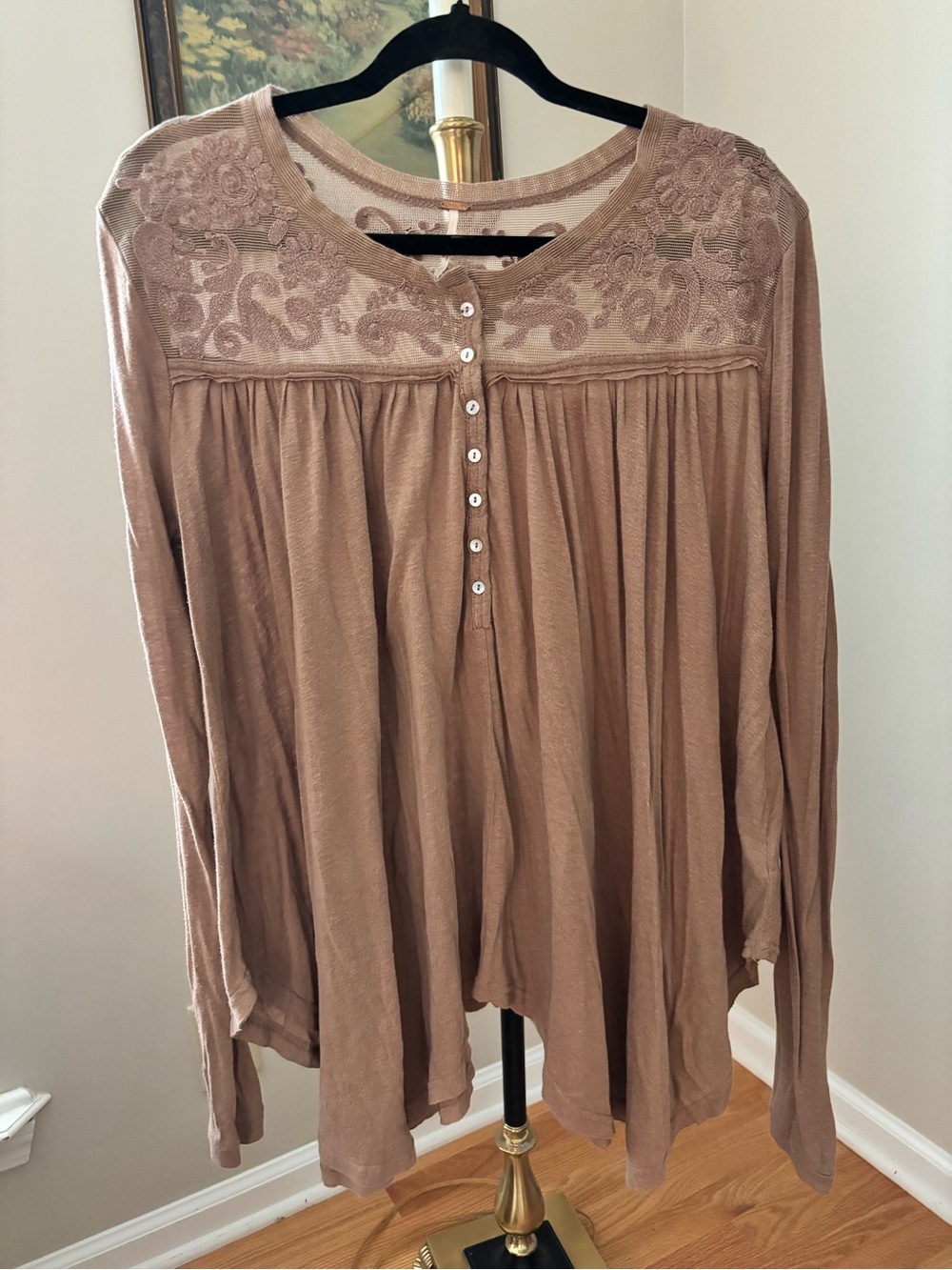 NWT Free People Boho Tunic in Taupe Size Large